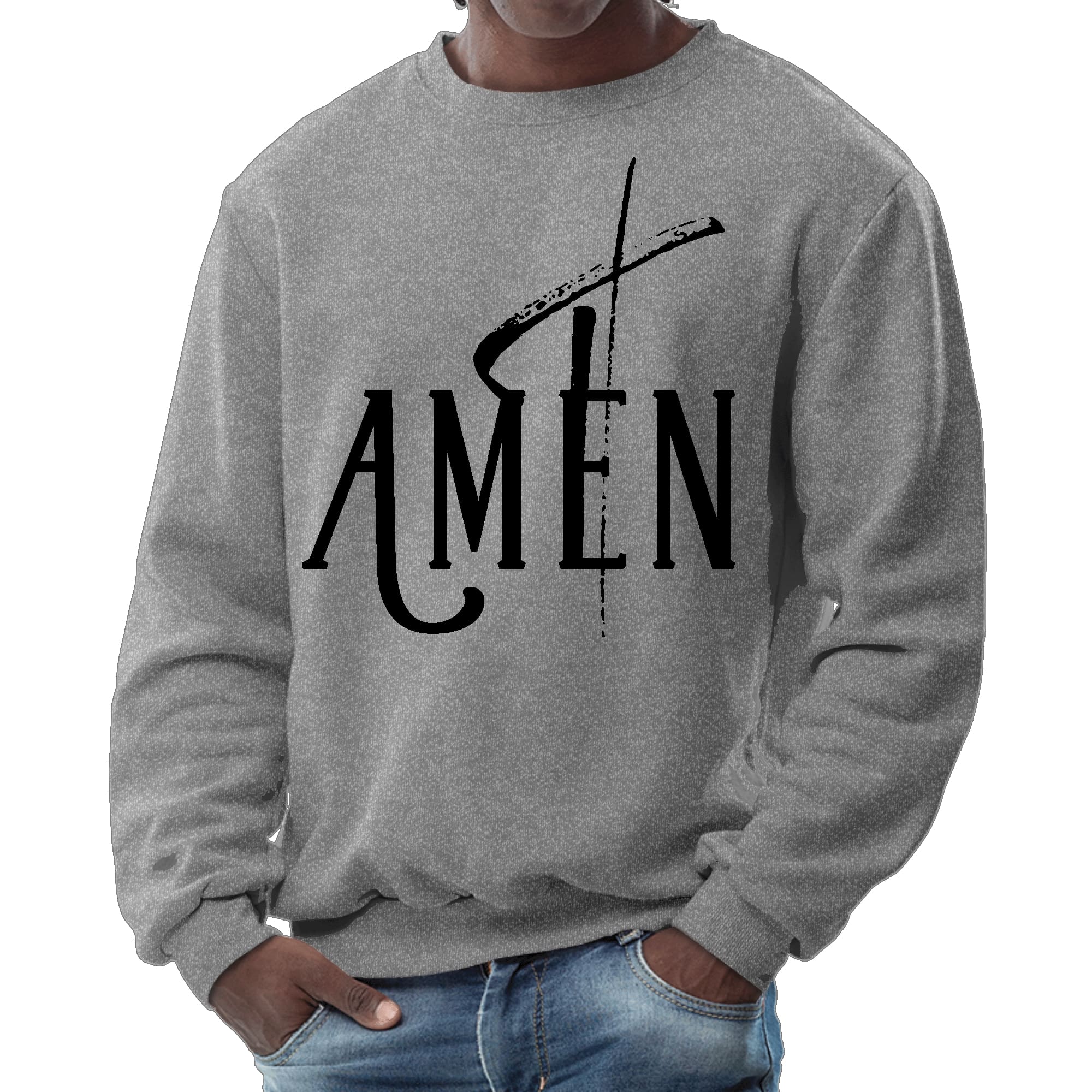 Mens Graphic Sweatshirt - Amen Black Print-7